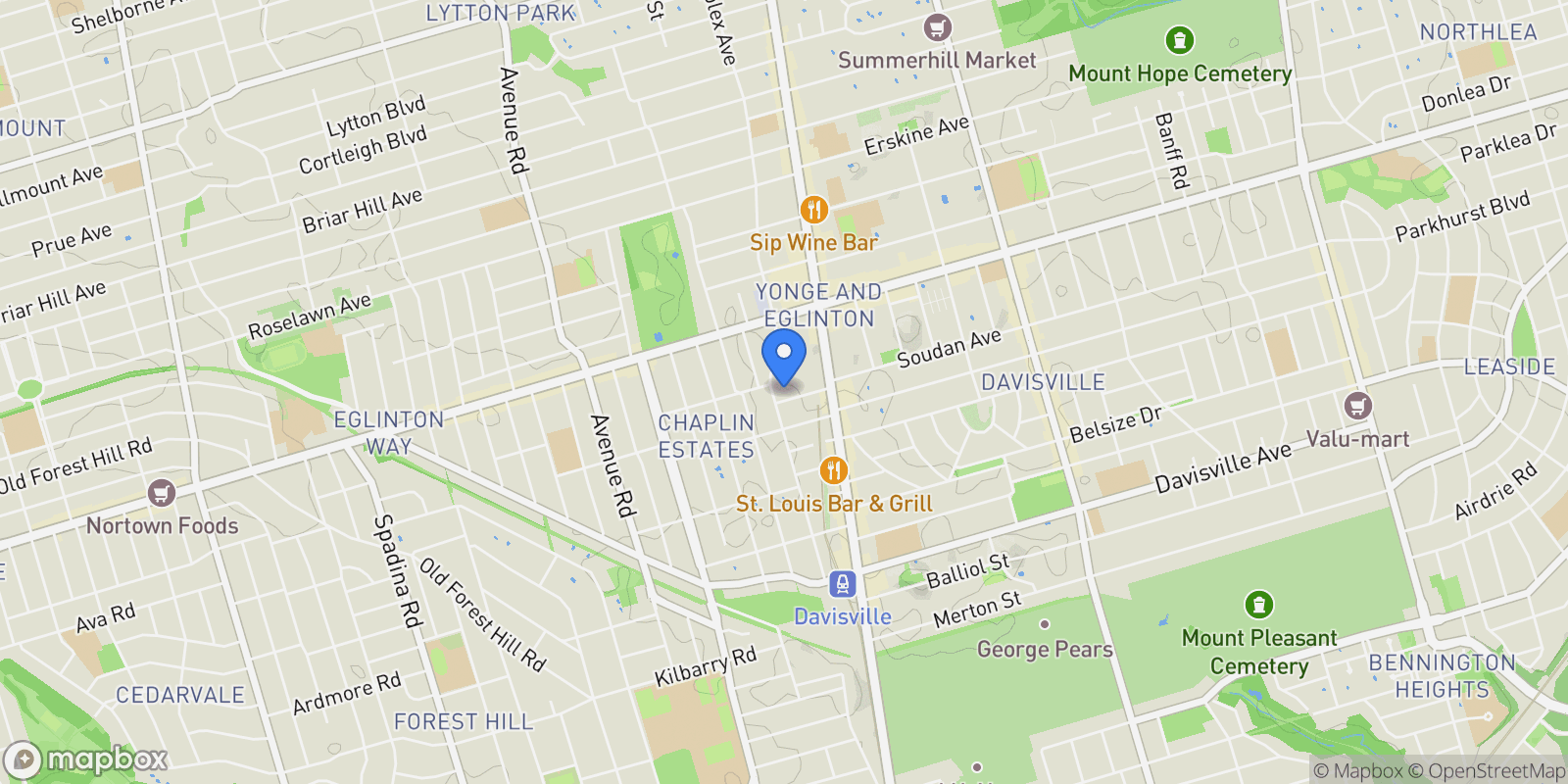 Map showing PH1 - 60 Berwick Avenue, Toronto, Ontario, Canada.