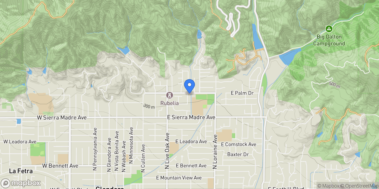 Map showing 856 E Palm, Glendora, CA 91741, Glendora, California, United States.
