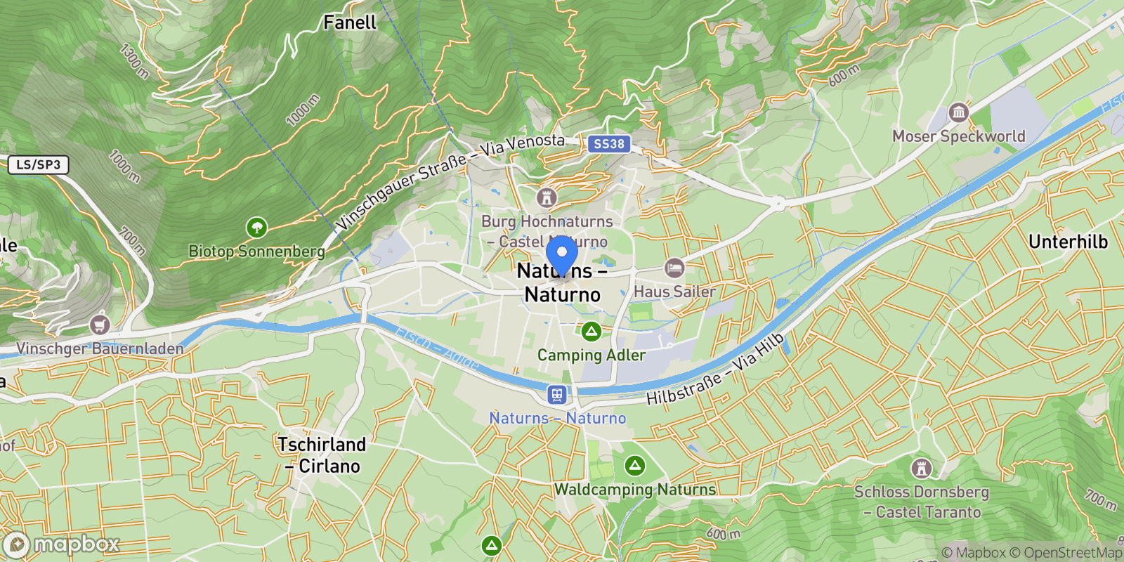 Map showing 39025 Naturns, Autonomous Province of Bolzano – South Tyrol, Italy, Naturns, Trentino-South Tyrol, Italy.