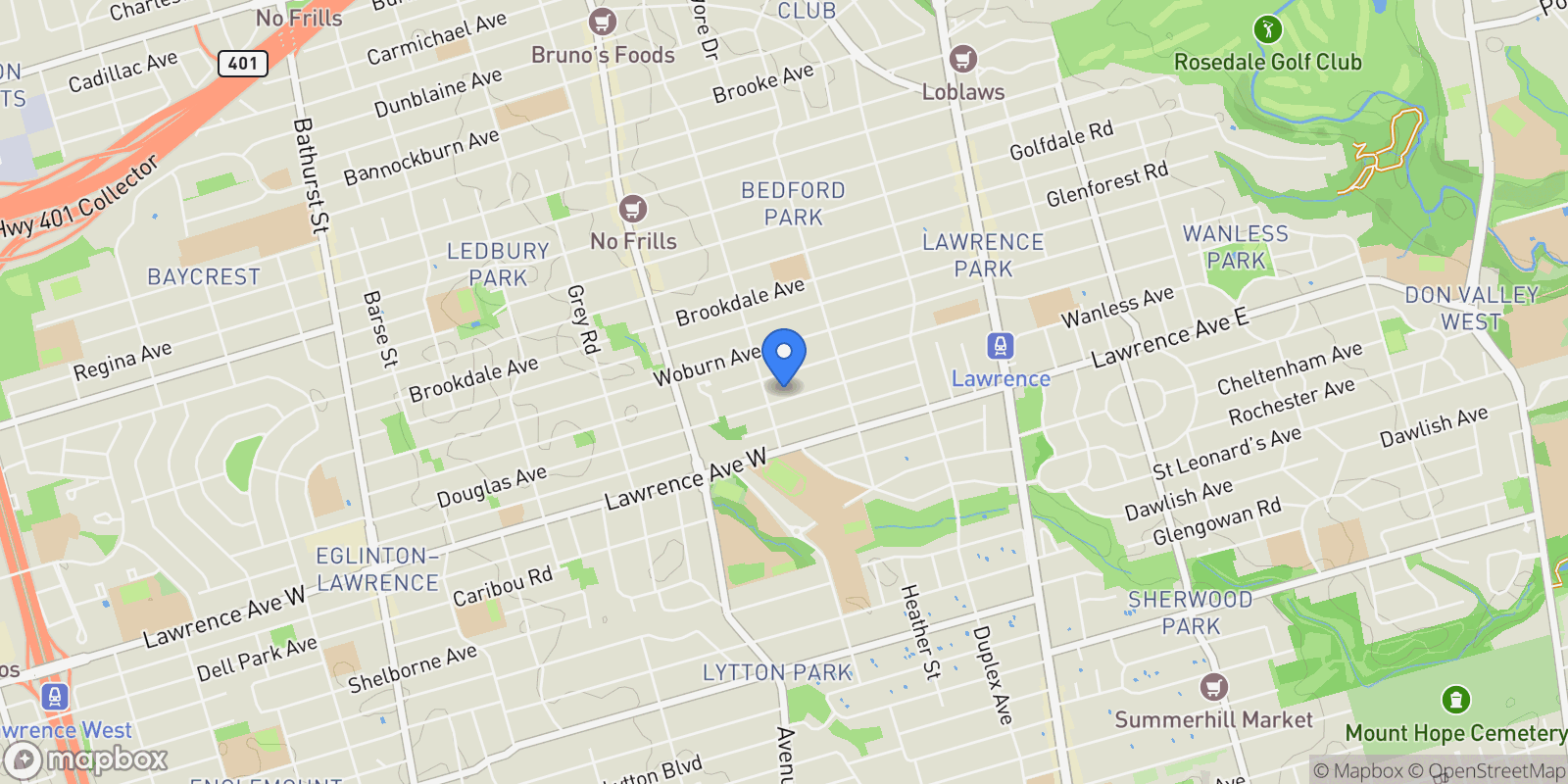 Map showing 514 Douglas Avenue, Toronto, Ontario, Canada.