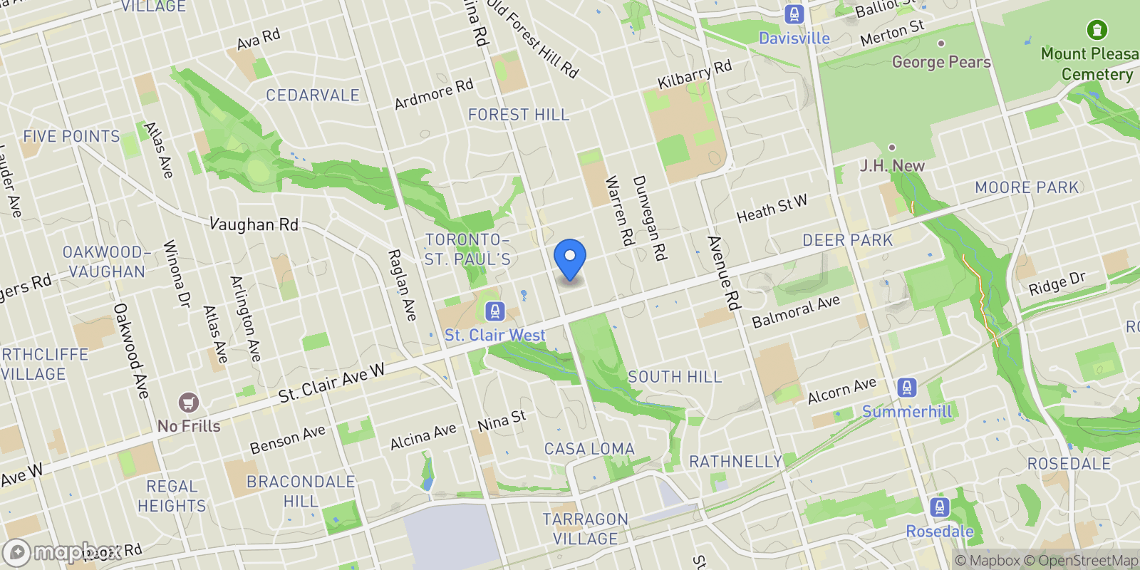 Map showing 10 Shorncliffe Avenue, Toronto, Ontario, Canada.