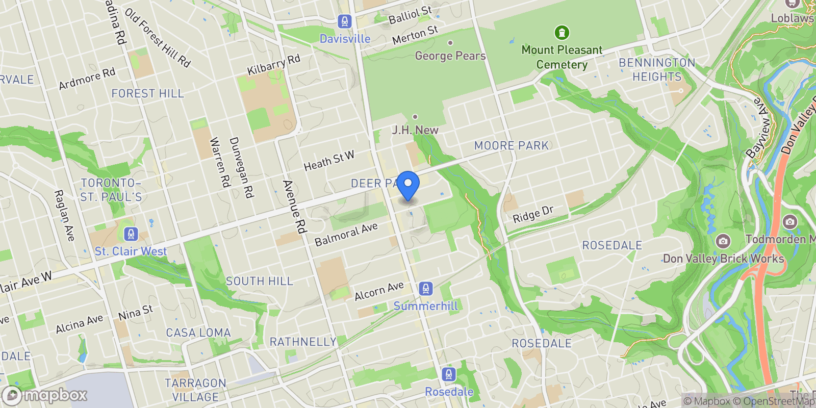 Map showing Ph G - 40 Rosehill Avenue, Toronto, Ontario, Canada.