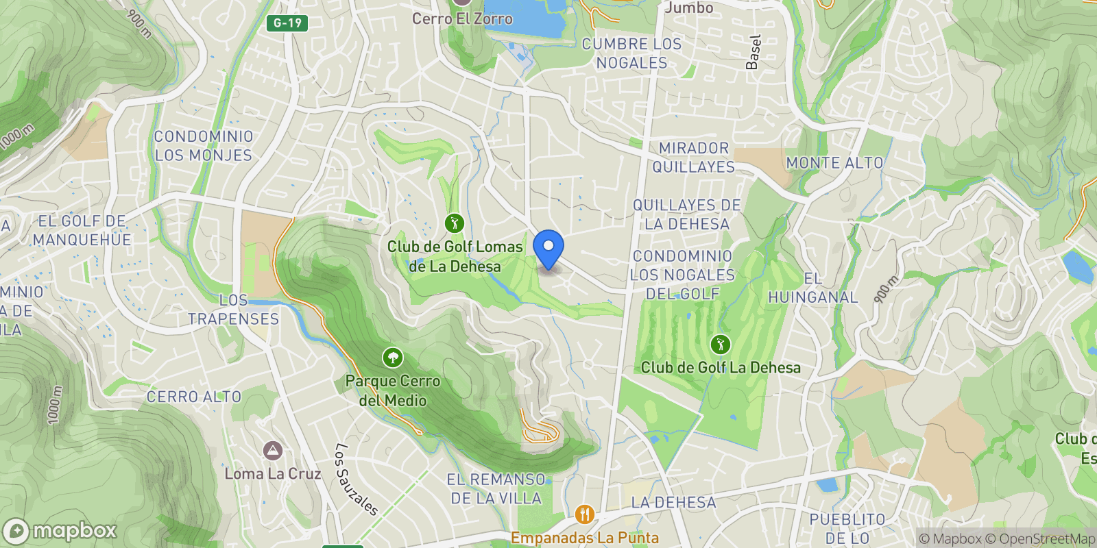 Map showing cerro las bandurrias, Lo Barnechea, Lo Barnechea, Santiago Metropolitan Region, Chile.