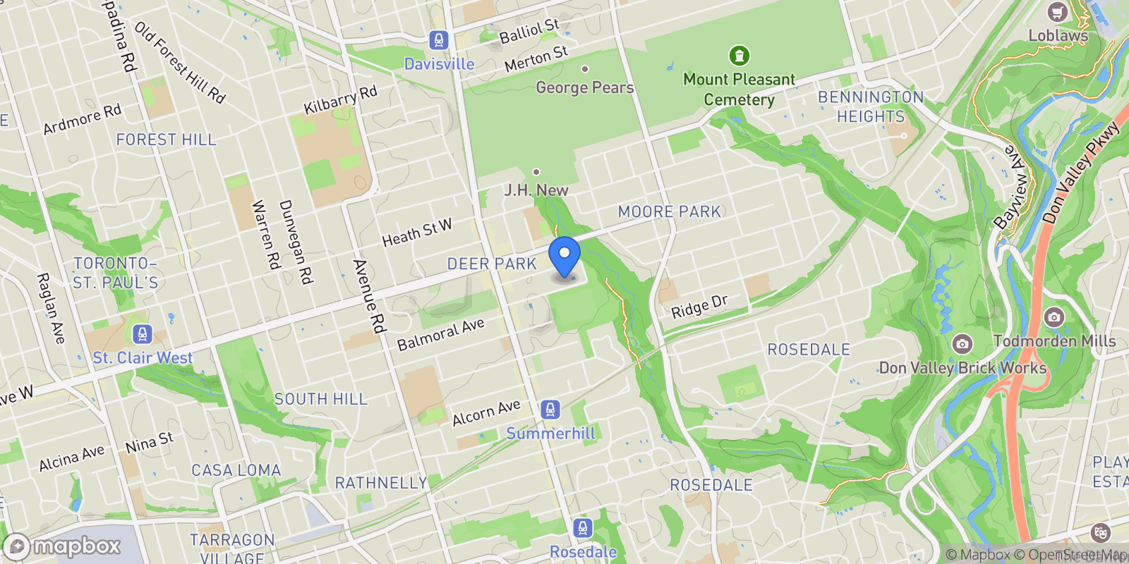 Map showing 406 - 70 Rosehill Avenue, Toronto, Ontario, Canada.