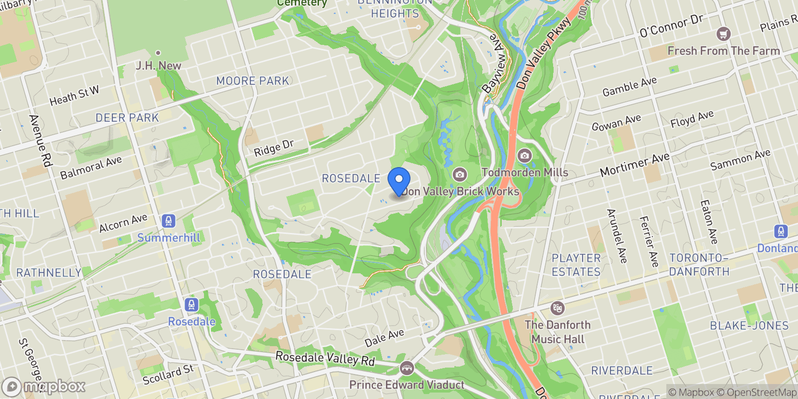 Map showing 76 Binscarth Road, Toronto, Ontario, Canada.