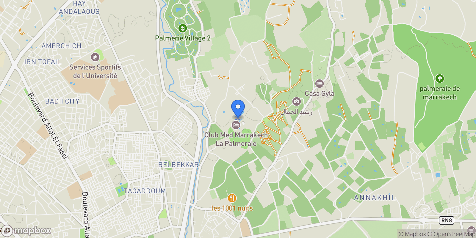 Map showing Annakhil, Marrakesh-Safi, Morocco.