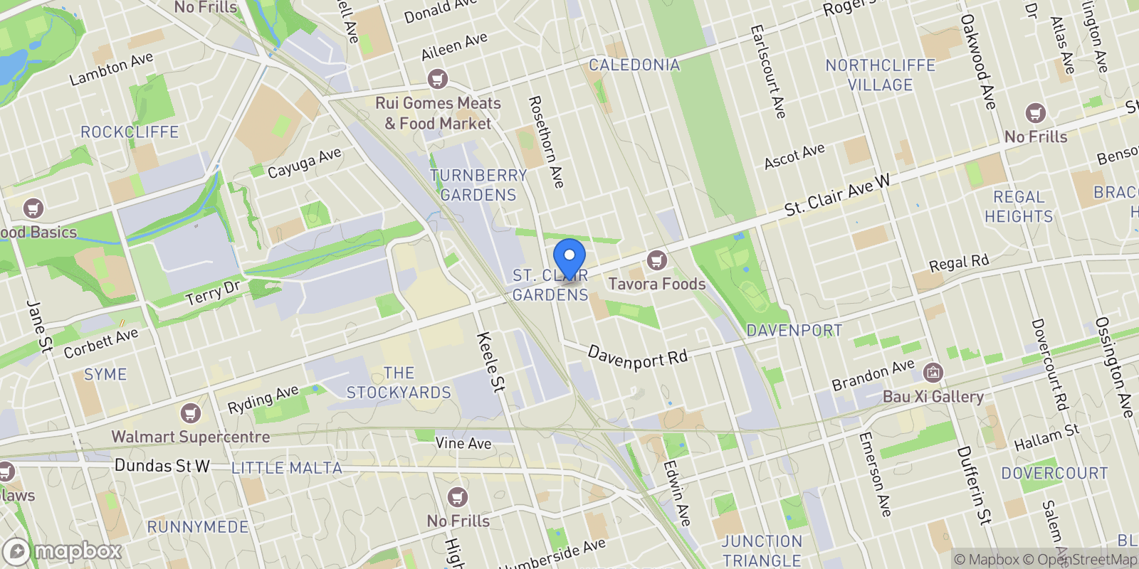 Map showing 1002 - 63 St Clair Avenue W, Toronto, Ontario, Canada.