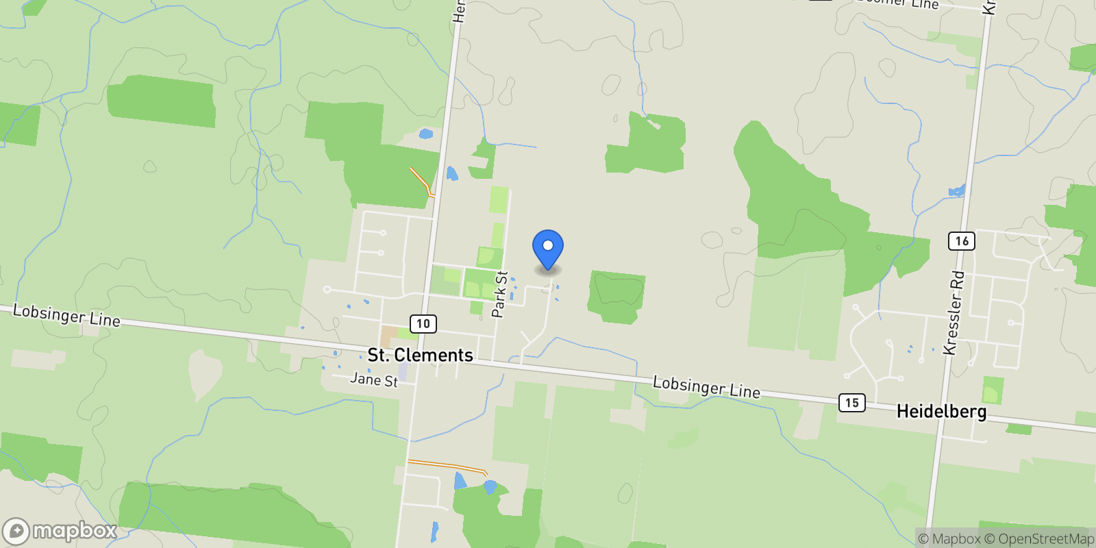 Map showing 46 Anita Drive, Wellesley, Ontario, Canada.