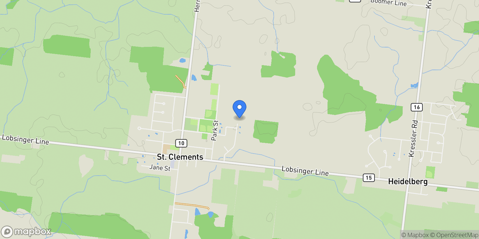 Map showing 46 Anita Drive, Wellesley, Ontario, Canada.