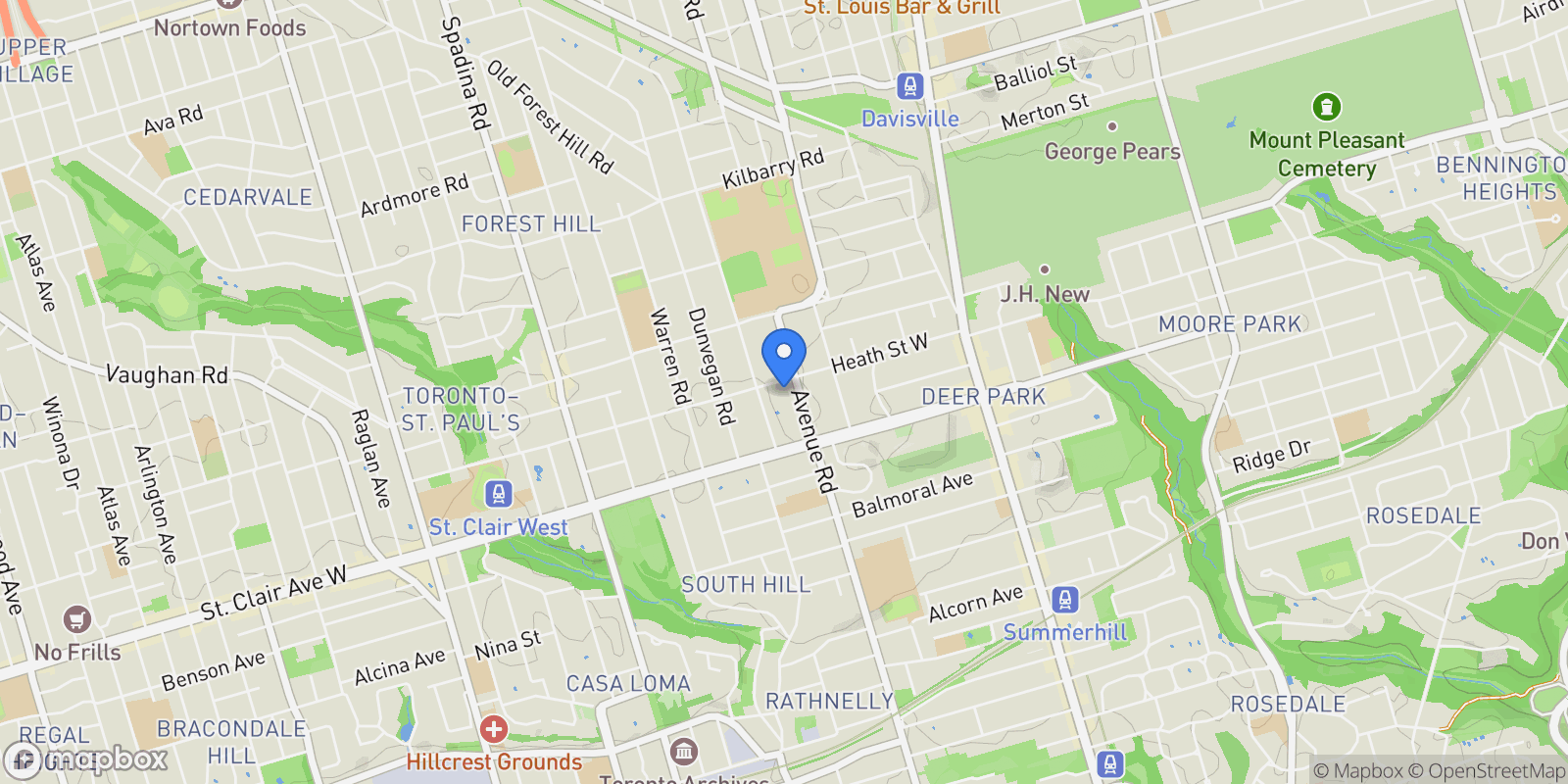 Map showing 602 - 500 Avenue Road, Toronto, Ontario, Canada.