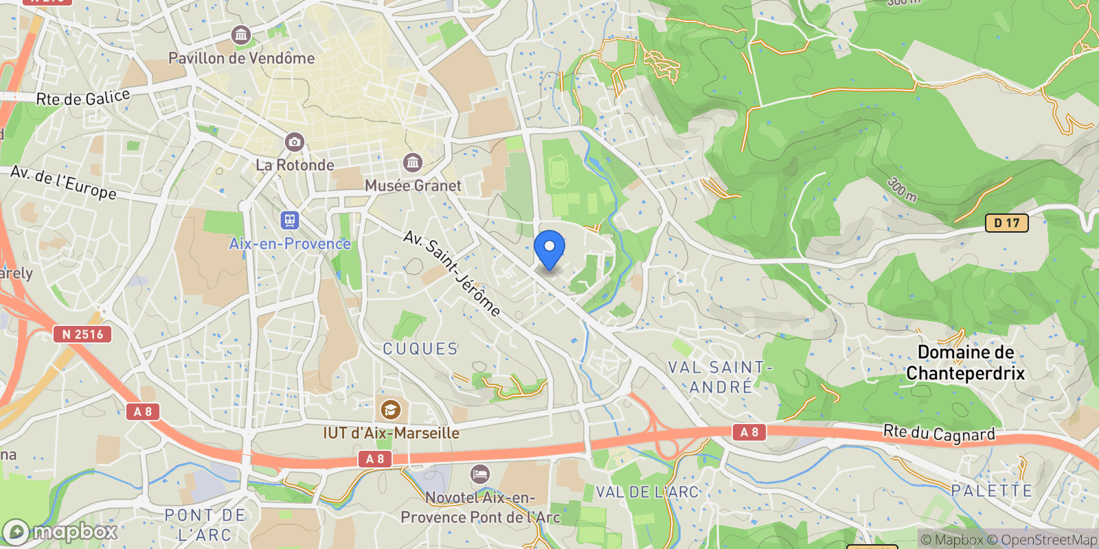 Map showing Aix-en-Provence, Provence-Alpes-Côte d'Azur, France.