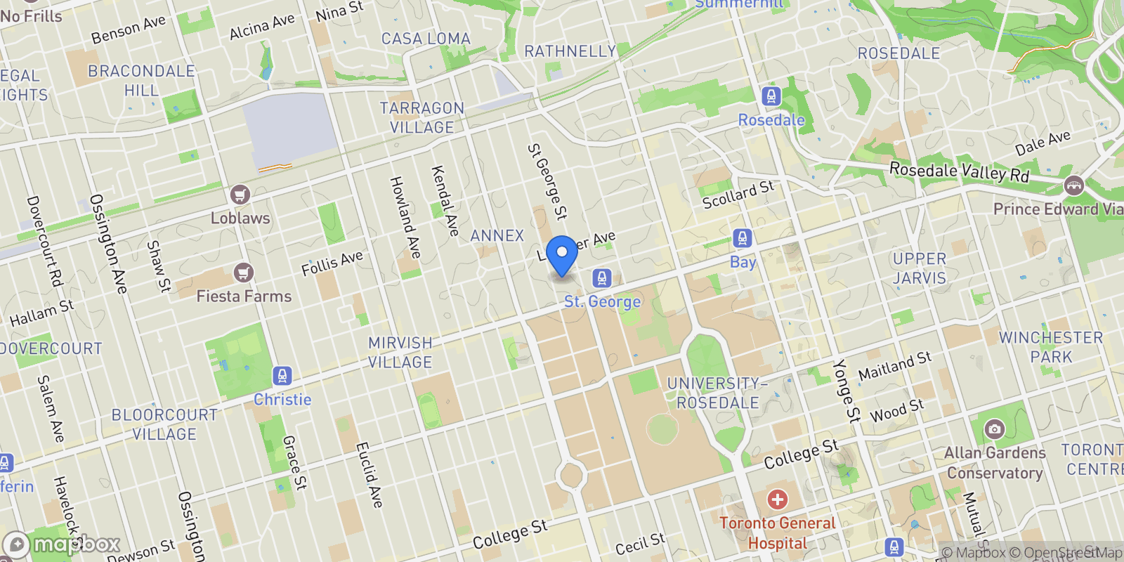 Map showing 104 - 95 Prince Arthur Avenue, Toronto, Ontario, Canada.
