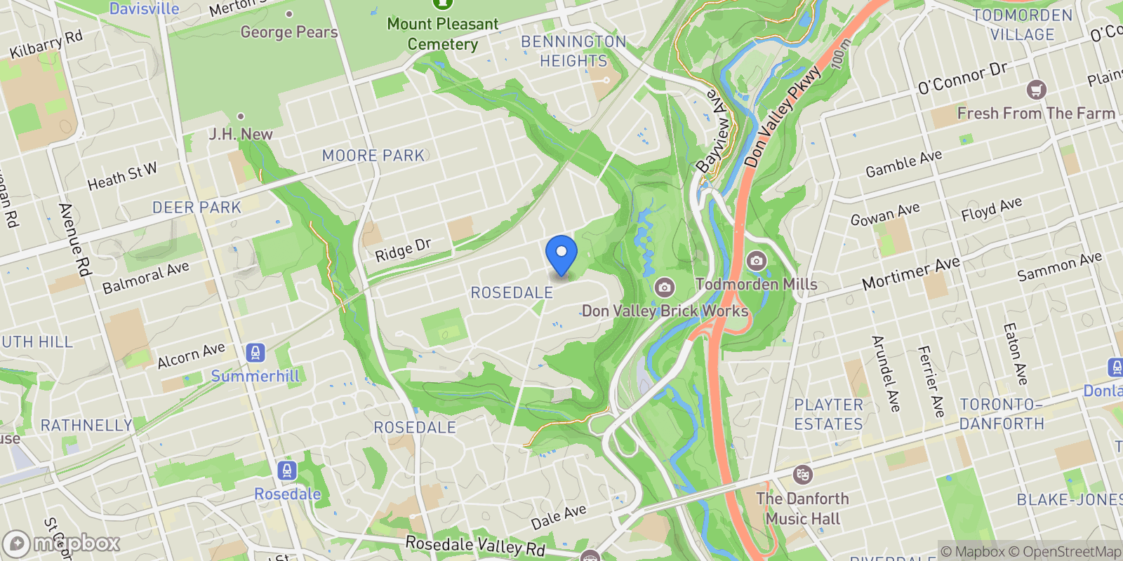 Map showing 170 Roxborough Drive, Toronto, Ontario, Canada.