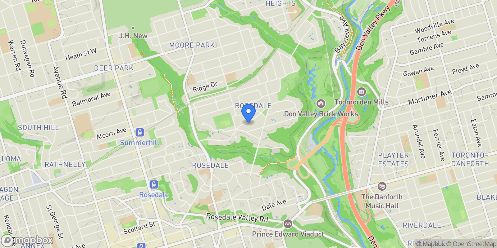 Map showing 121 Roxborough Drive, Toronto, Ontario, Canada.