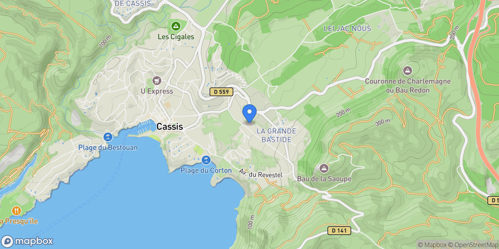 Map showing Cassis, Provence-Alpes-Côte d'Azur, France.