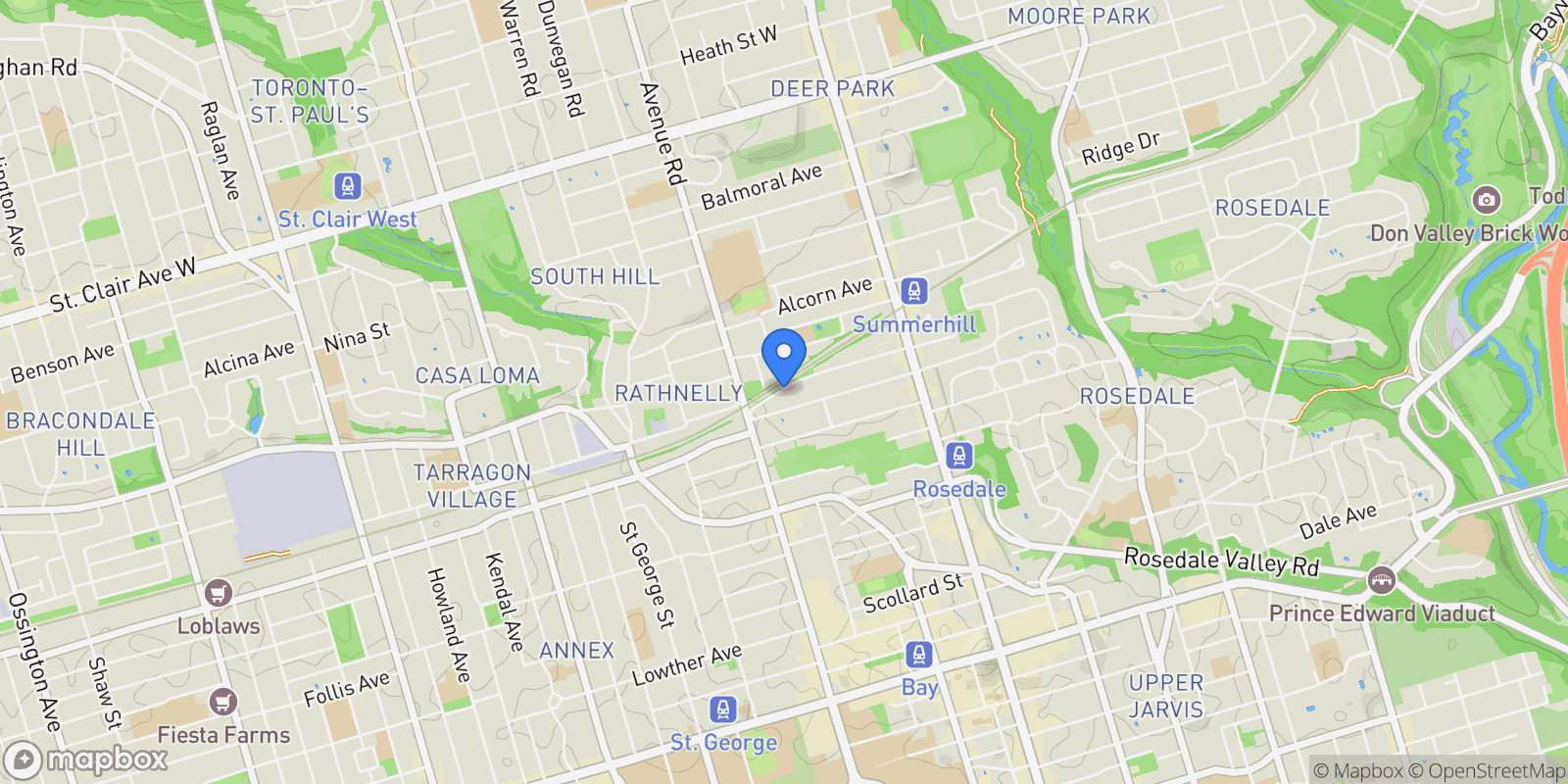 Map showing 151 Marlborough Place, Toronto, Ontario, Canada.