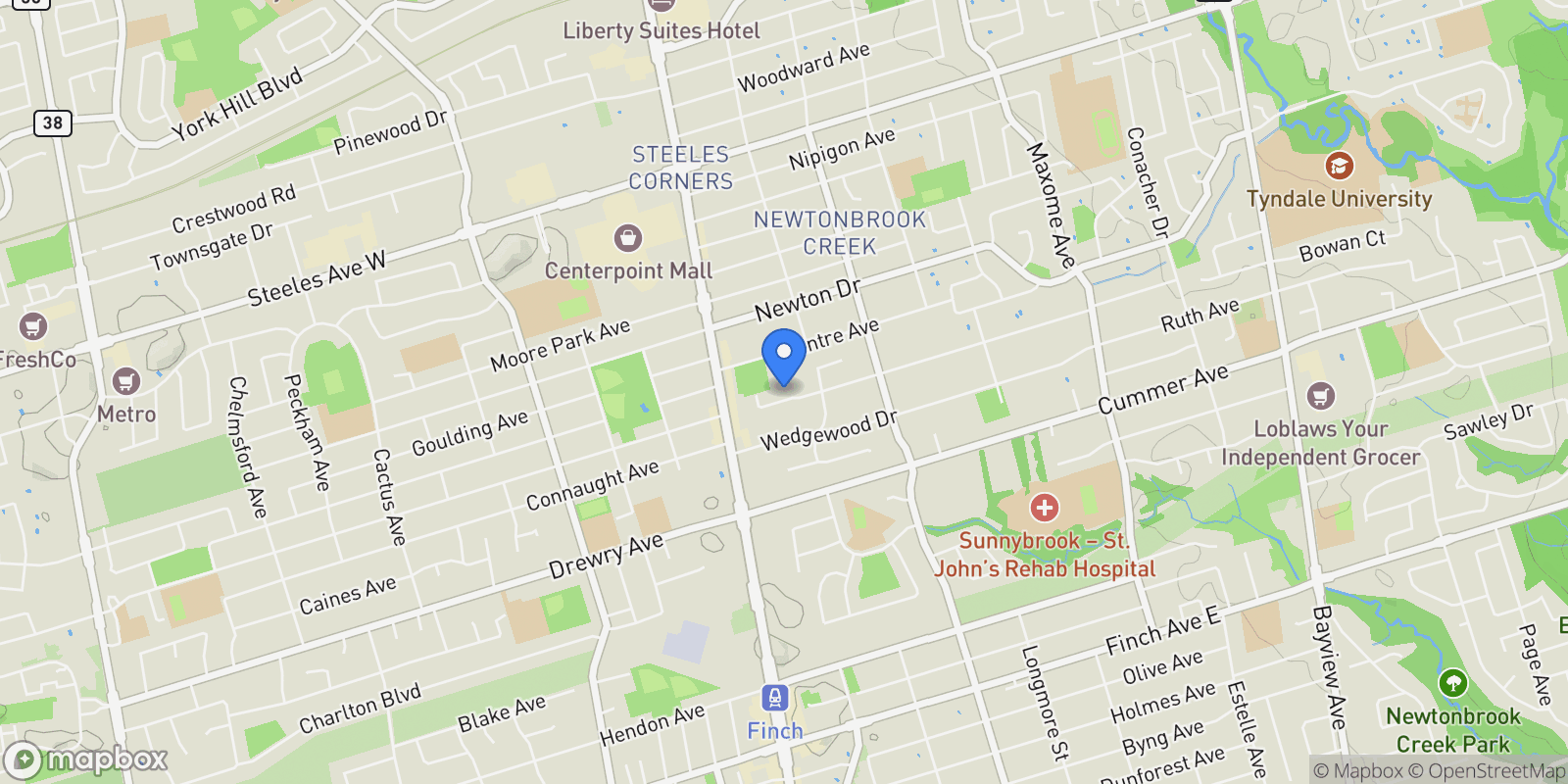 Map showing 16 Everingham Court, Toronto, Ontario, Canada.