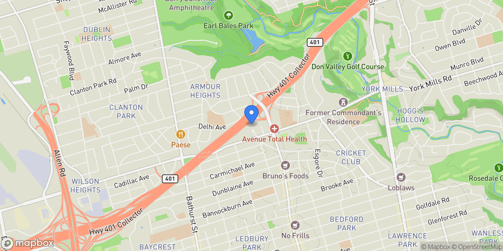 Map showing 912 - 268 Ridley Boulevard, Toronto, Ontario, Canada.