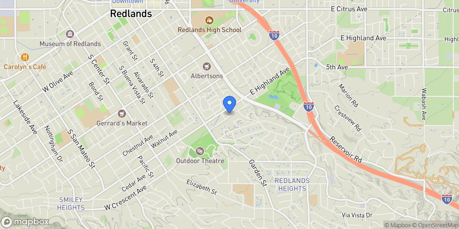 Map showing 259 259 Crescent Ave., Redlands, CA 92373, Redlands, California, United States.