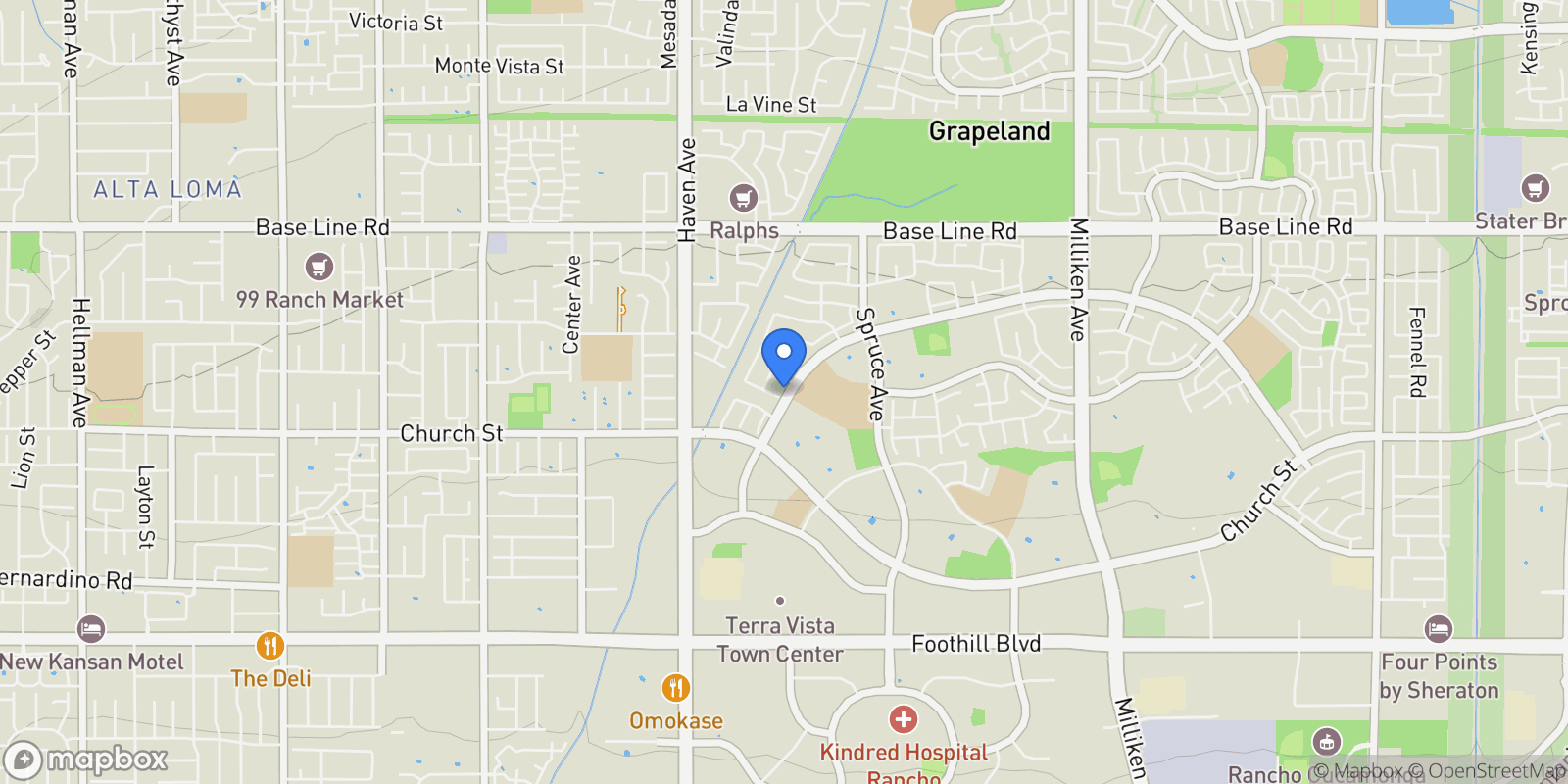Map showing 10720 Springfield, Rancho Cucamonga, CA 91730, Rancho Cucamonga, California, United States.