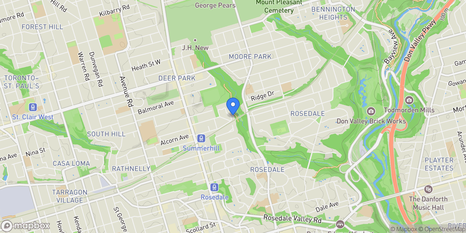 Map showing 70 Summerhill Gardens, Toronto, Ontario, Canada.