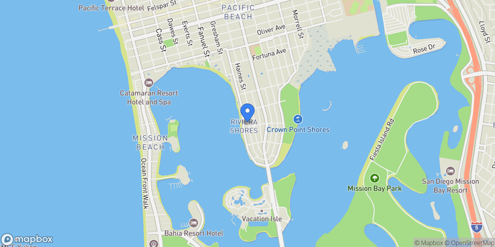 Map showing 3616 Buena Vista St, San Diego, California, United States.