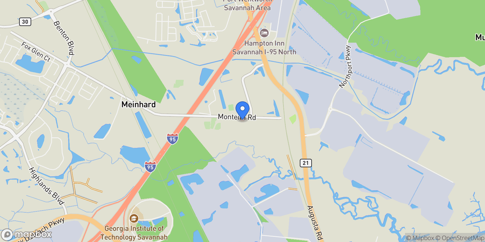 Map showing 217 Monteith Road, Savannah, Georgia, United States.