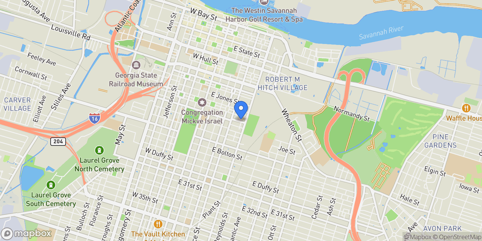Map showing 546 E Gaston Street, Savannah, Georgia, United States.