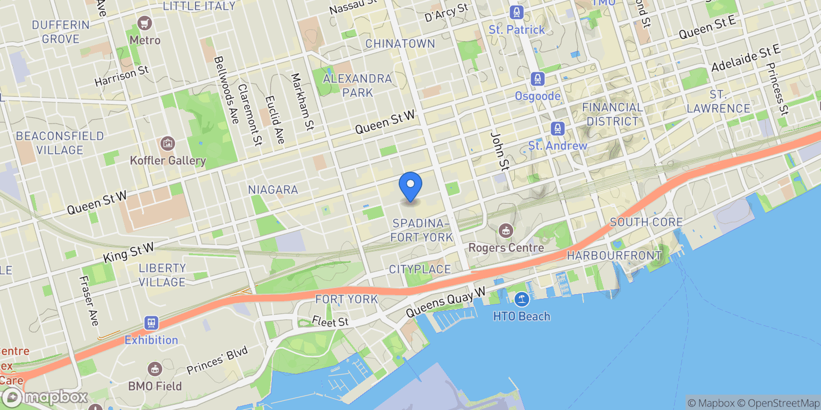 Map showing 907 - 455 Wellington Street W, Toronto, Ontario, Canada.