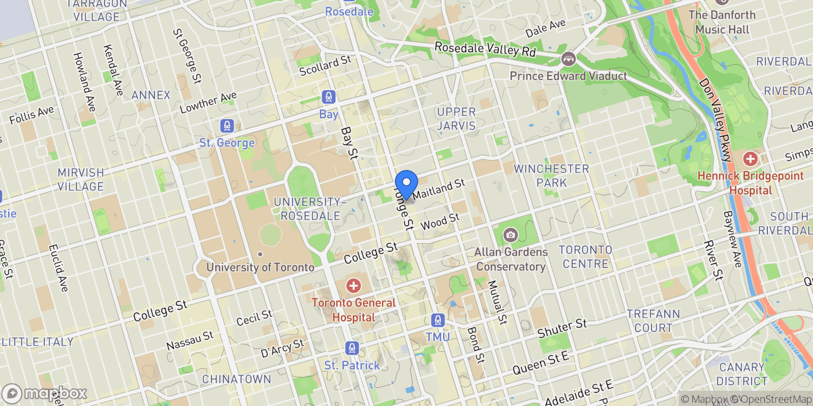 Map showing 408 - 18 Maitland Terrace, Toronto, Ontario, Canada.