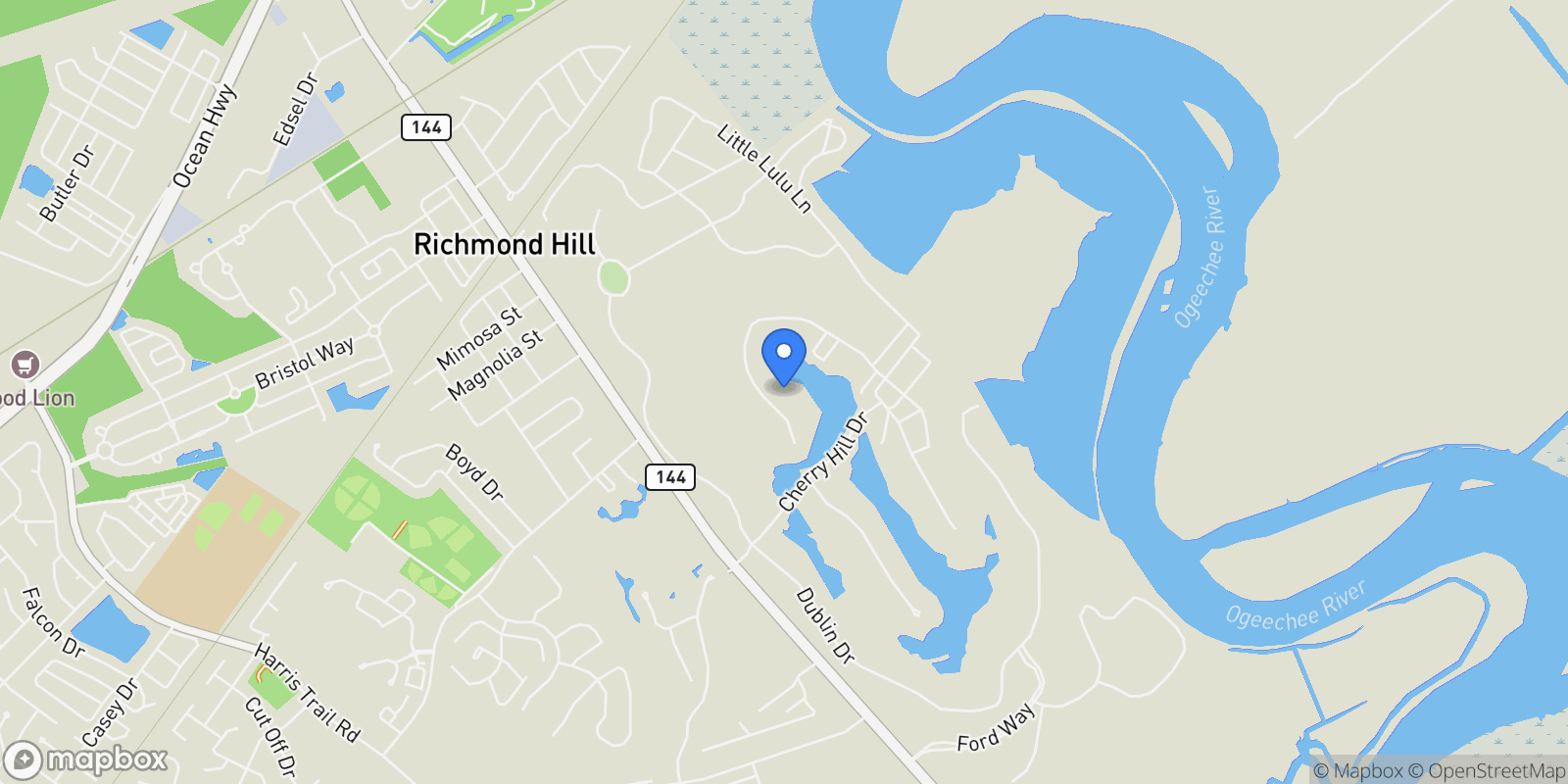 Map showing 601 Myrtle Grove Lane, 31324, Georgia, United States.