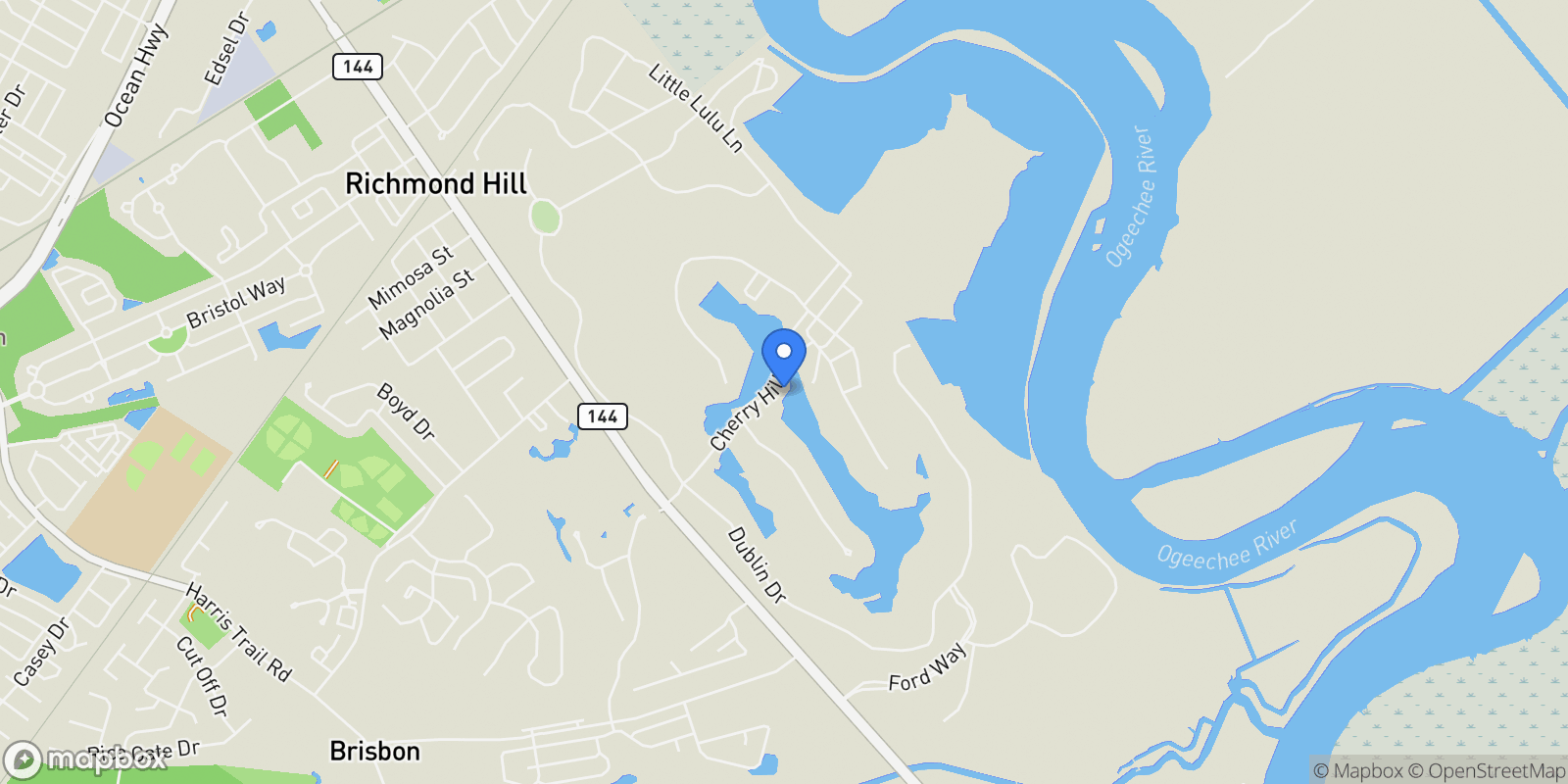 Map showing 380 Cherry Hill Drive, 31324, Georgia, United States.