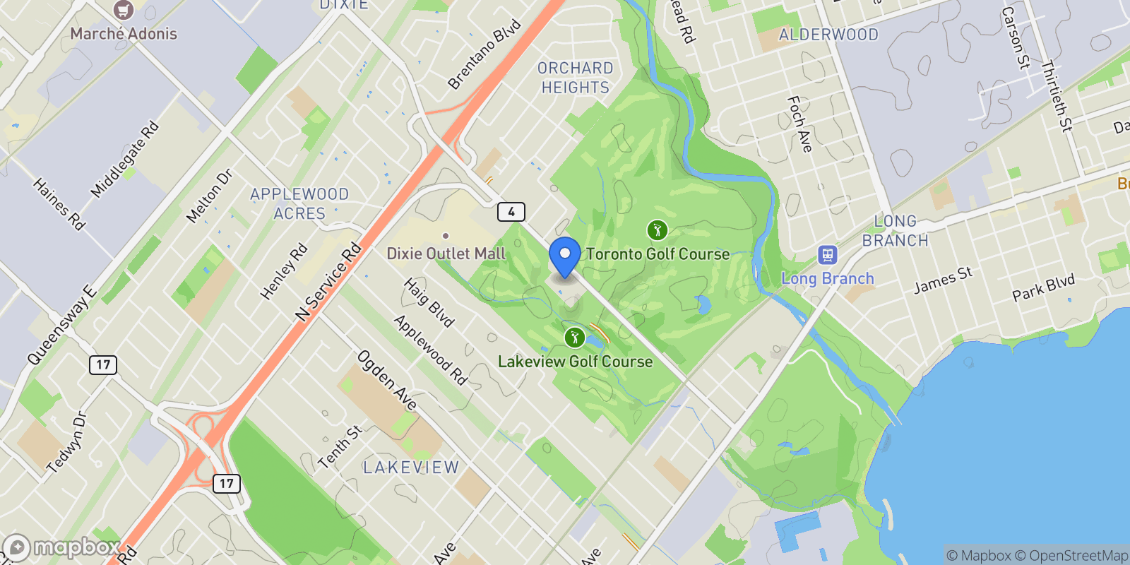 Map showing 609 - 1400 Dixie Road, Mississauga, Ontario, Canada.