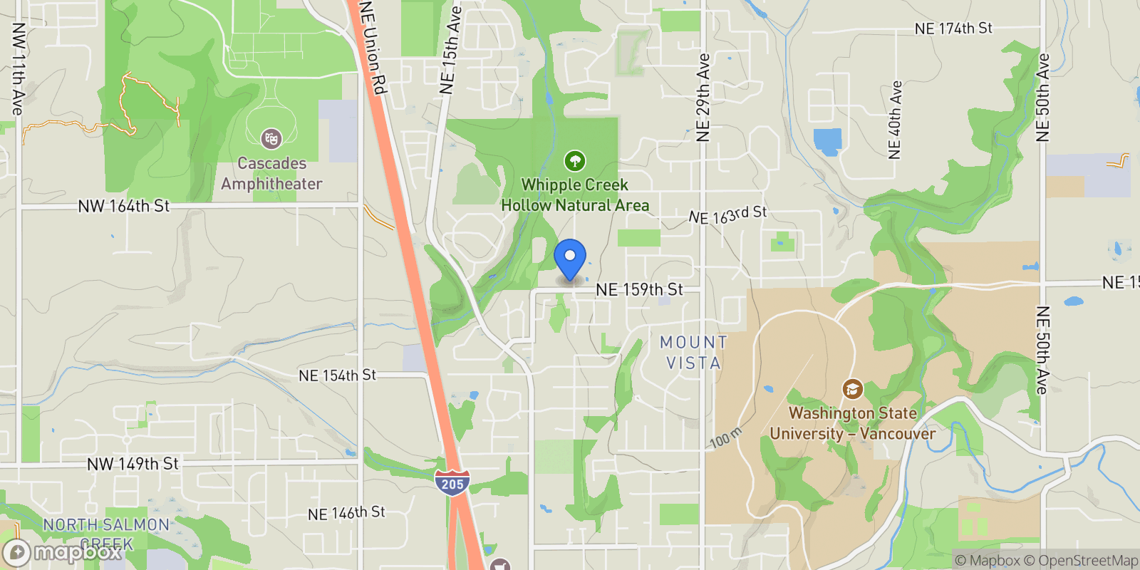Map showing 15906 NE 22nd Avenue, Ridgefield, WA 98642, Vancouver, Washington, United States.