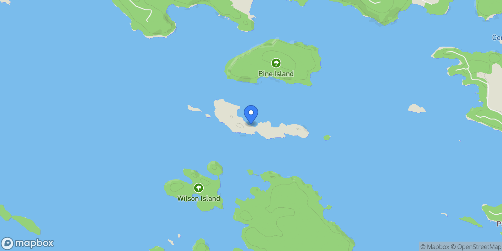 Map showing 76 Birch Island, Milford Bay, Ontario, Canada.