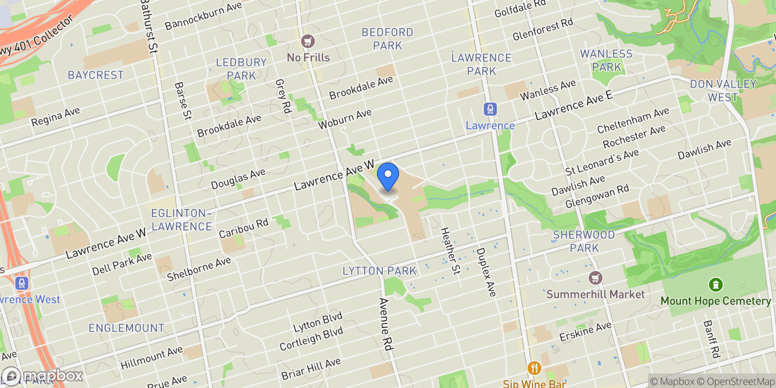 Map showing 413 - 451 Rosewell Avenue, Toronto, Ontario, Canada.
