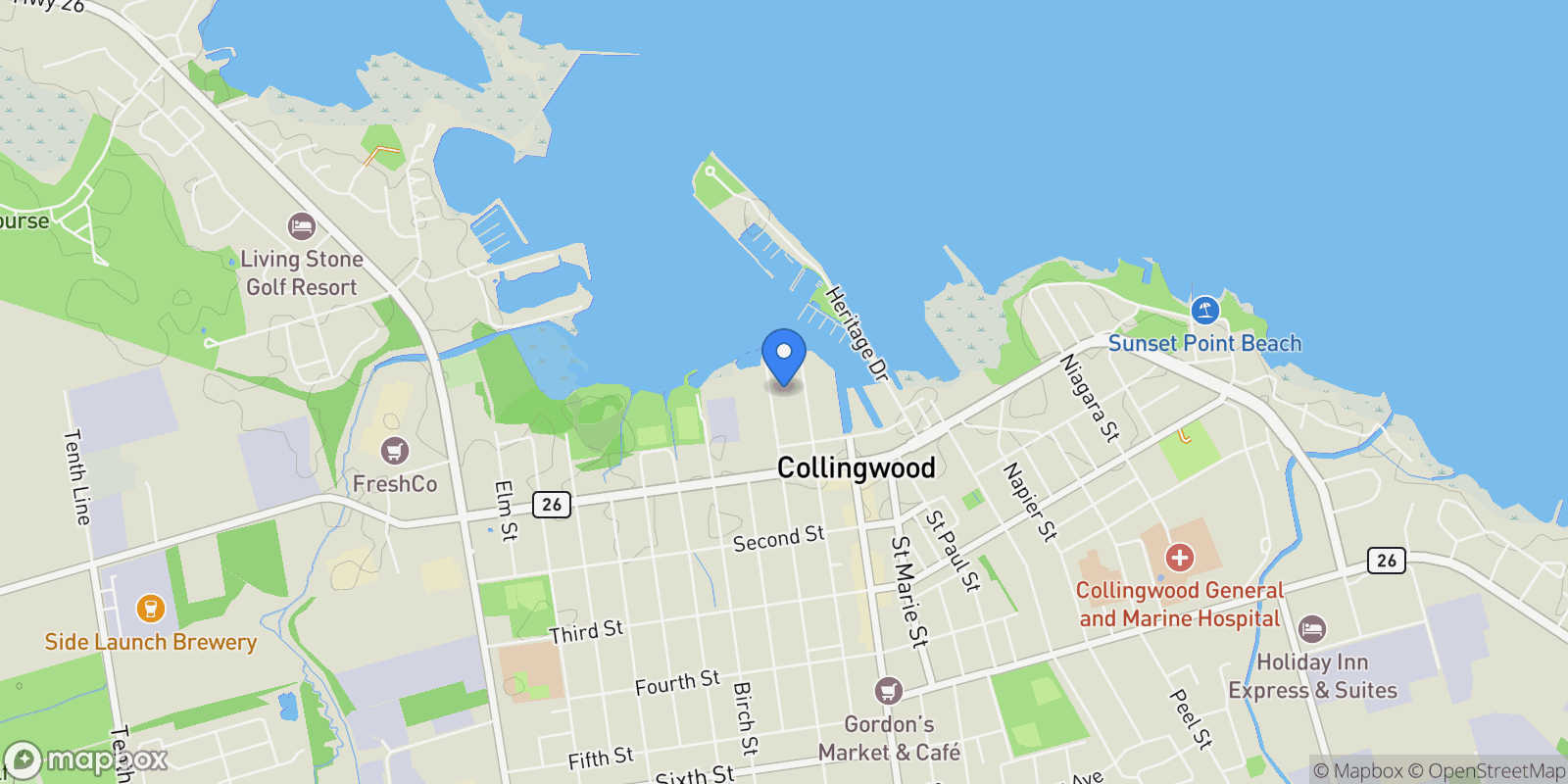 Map showing 13 Collship Lane, Collingwood, Ontario, Canada.