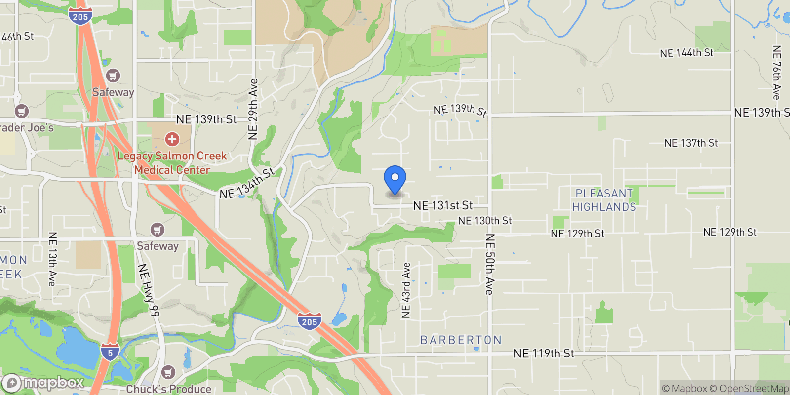 Map showing 4908 NE 132ND CIR, Vancouver, WA 98686, Vancouver, Washington, United States.
