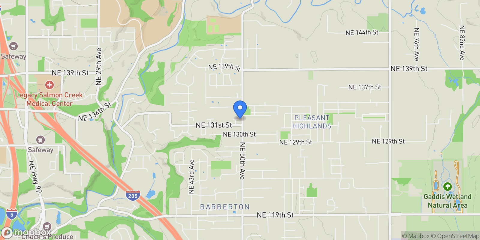 Map showing 4912 NE 132ND CIR, Vancouver, WA 98686, Vancouver, Washington, United States.