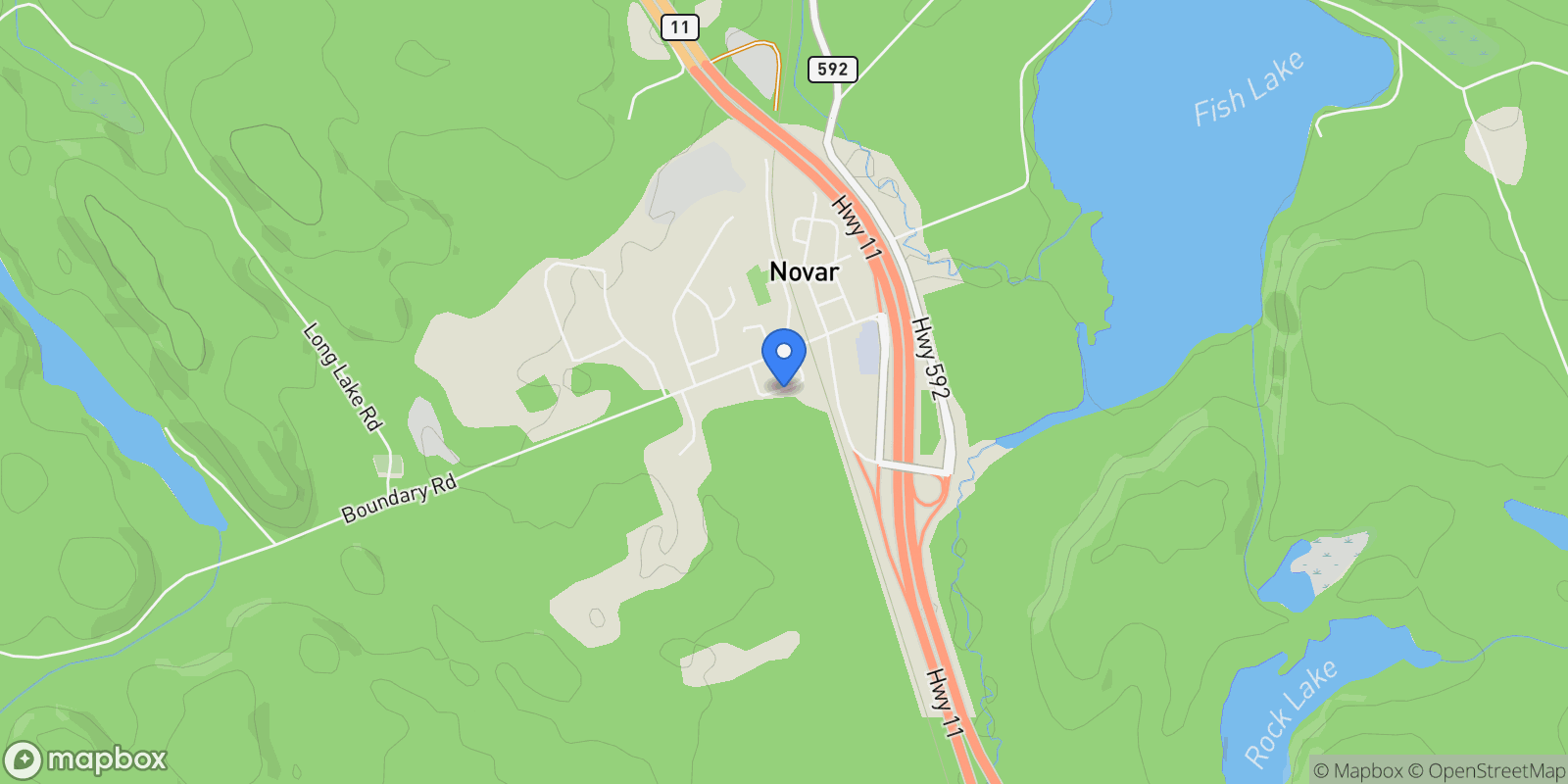 Map showing 75 Pond Crescent, Huntsville, Ontario, Canada.