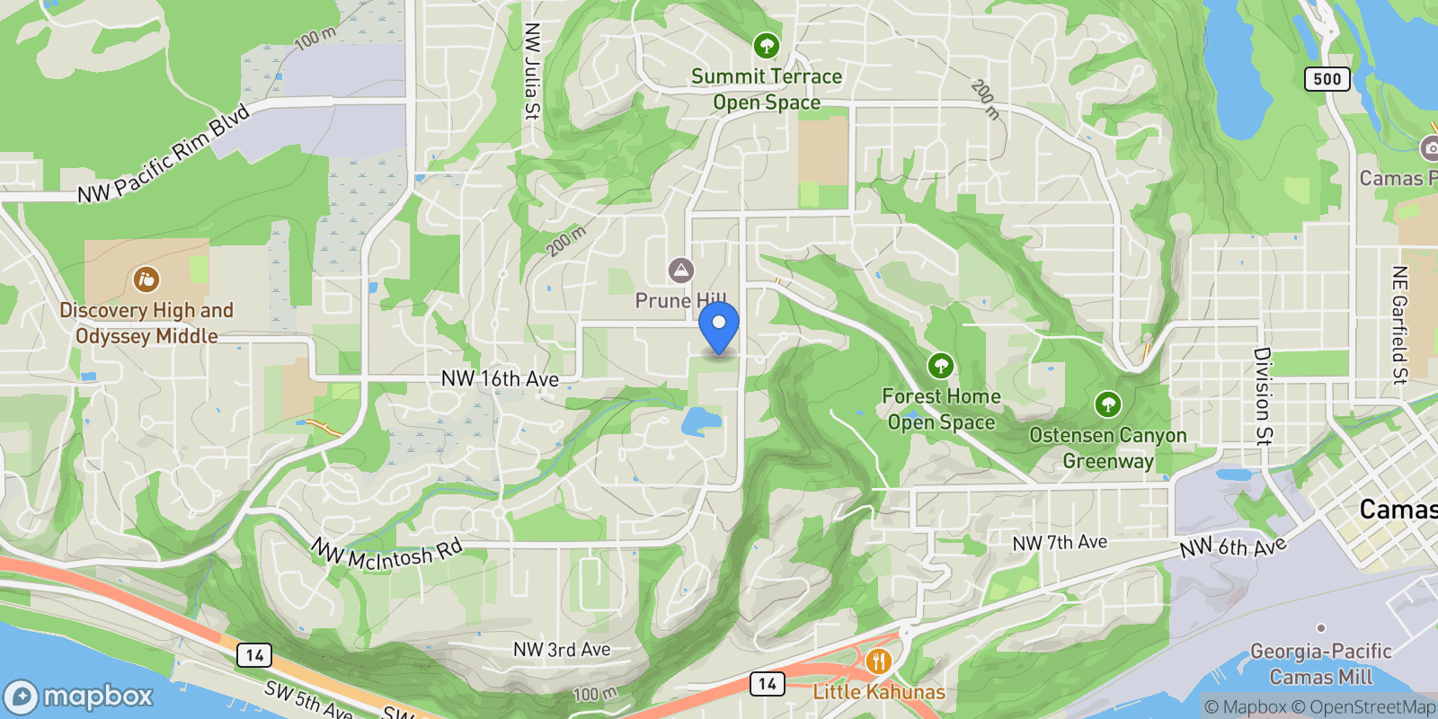 Map showing 2534 NW 16th Street, Camas, WA 98607, Camas, Washington, United States.