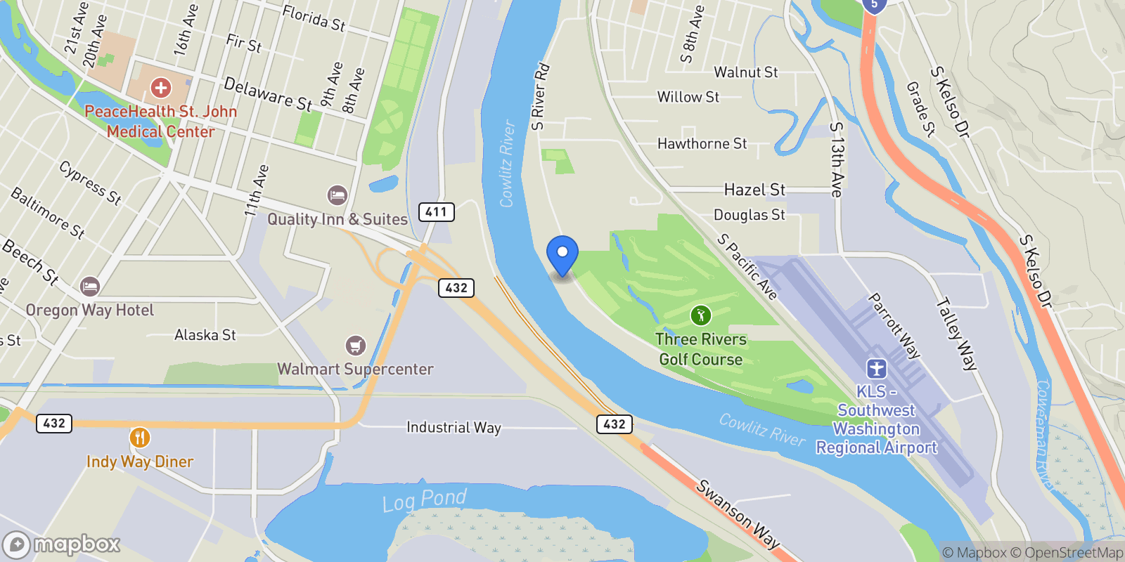 Map showing 2040 S River Road, Kelso, WA 98626, Kelso, Washington, United States.