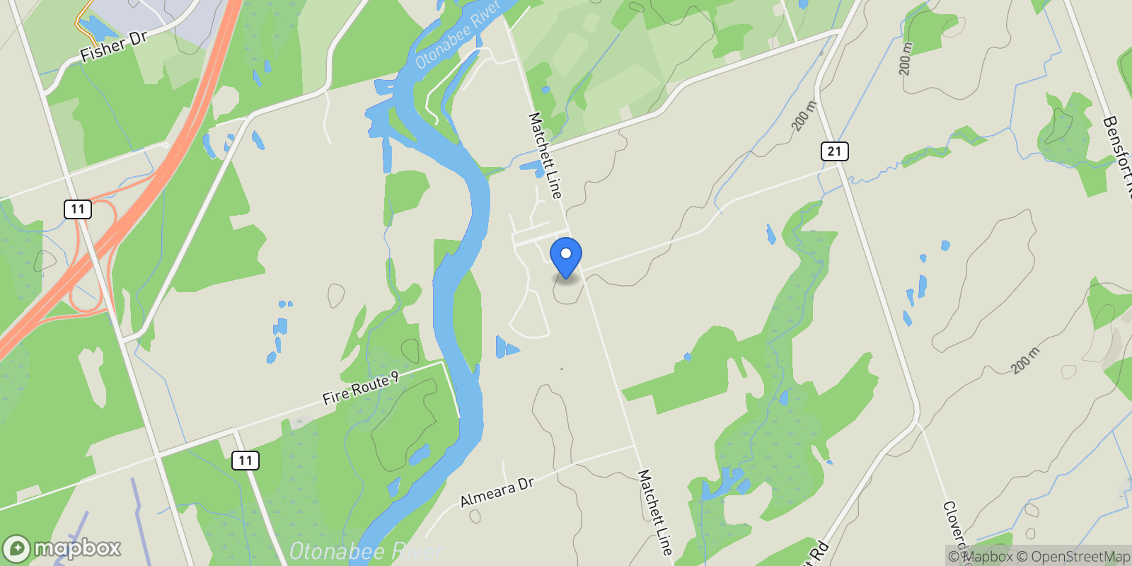 Map showing 1786 Matchett Line, Peterborough, Ontario, Canada.
