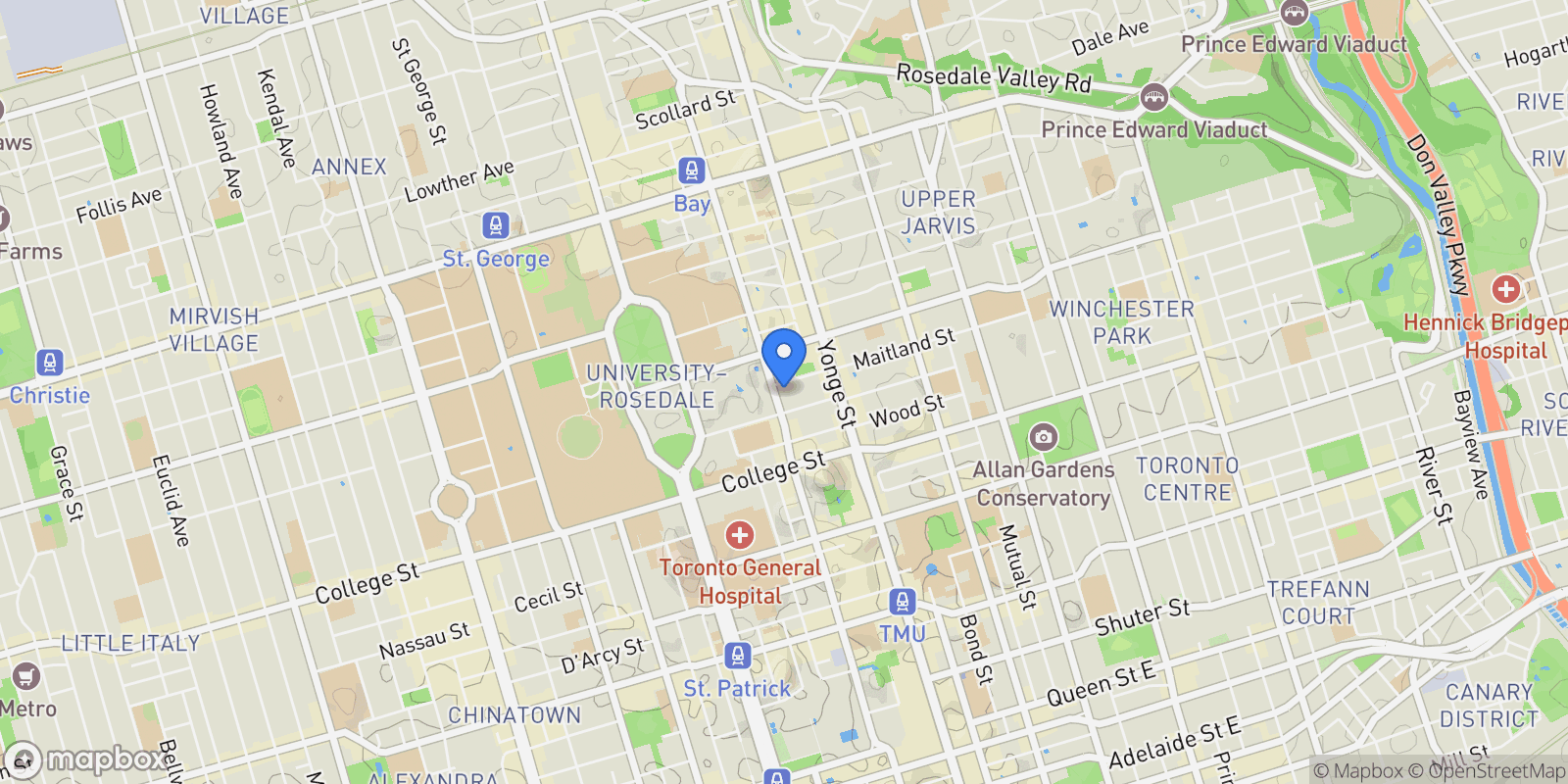 Map showing 1610 - 889 Bay Street, Toronto, Ontario, Canada.