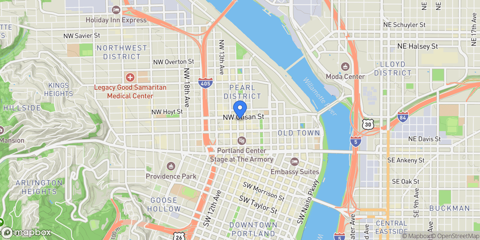 Map showing 420 NW 11TH AVE #1009, Portland, OR 97209, Portland, Oregon, United States.