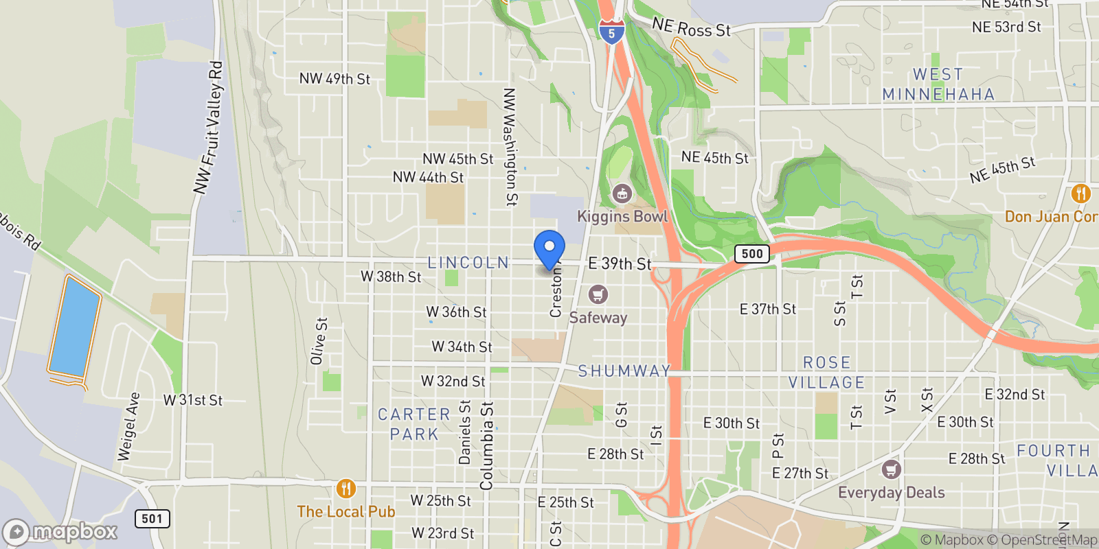Map showing 118 E 38TH ST, Vancouver, WA 98663, Vancouver, Washington, United States.