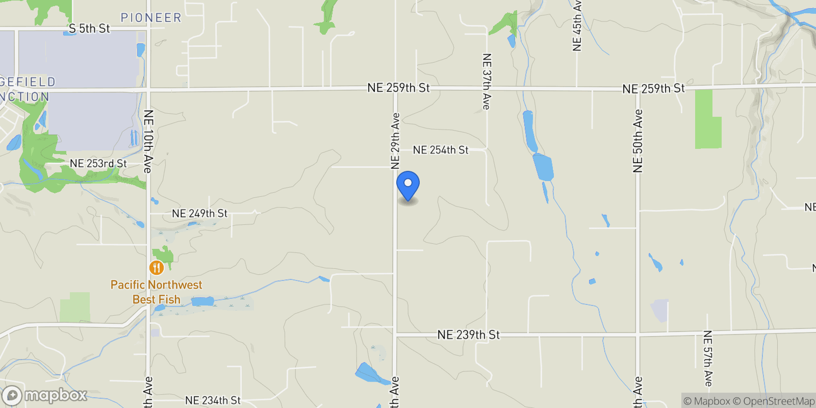 Map showing 24909 NE 29TH AVE, Ridgefield, WA 98642, Ridgefield, Washington, United States.