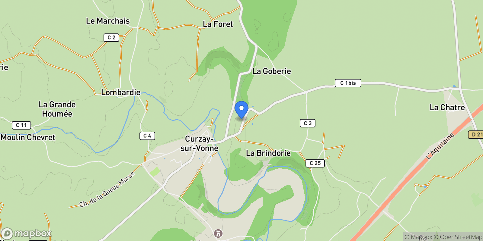 Map showing Curzay-sur-Vonne, Nouvelle-Aquitaine, France.