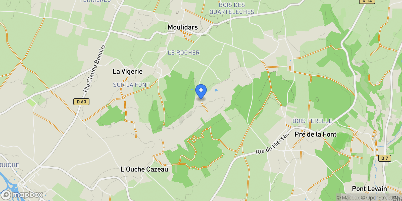 Map showing 5, chez Borgnette, Moulidars, Nouvelle-Aquitaine, France.