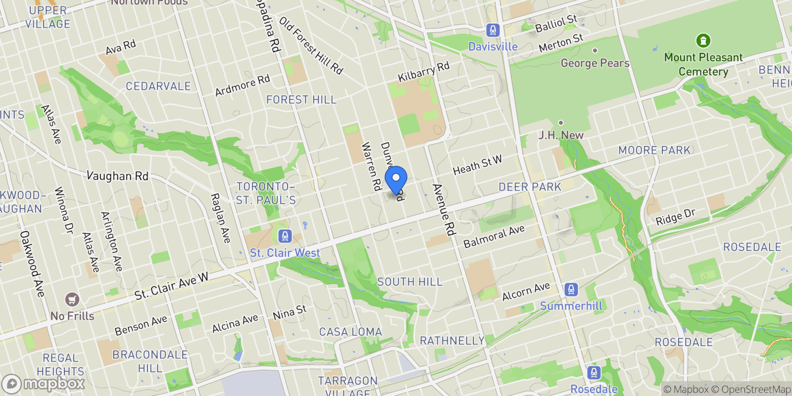 Map showing 38 Dunvegan Road, Toronto, ON, M4V 2P6, CANADA, Toronto, Ontario, Canada.